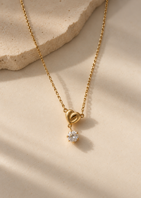 Heart Drop Solitaire Necklace