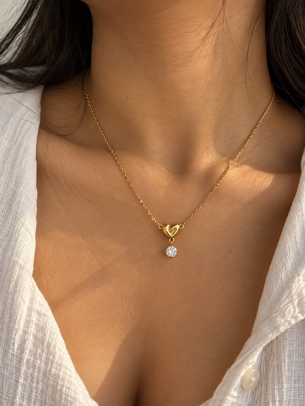 Heart Drop Solitaire Necklace