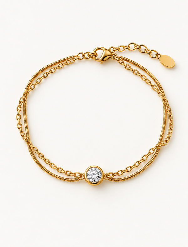 Layered Bezel Solitaire Bracelet