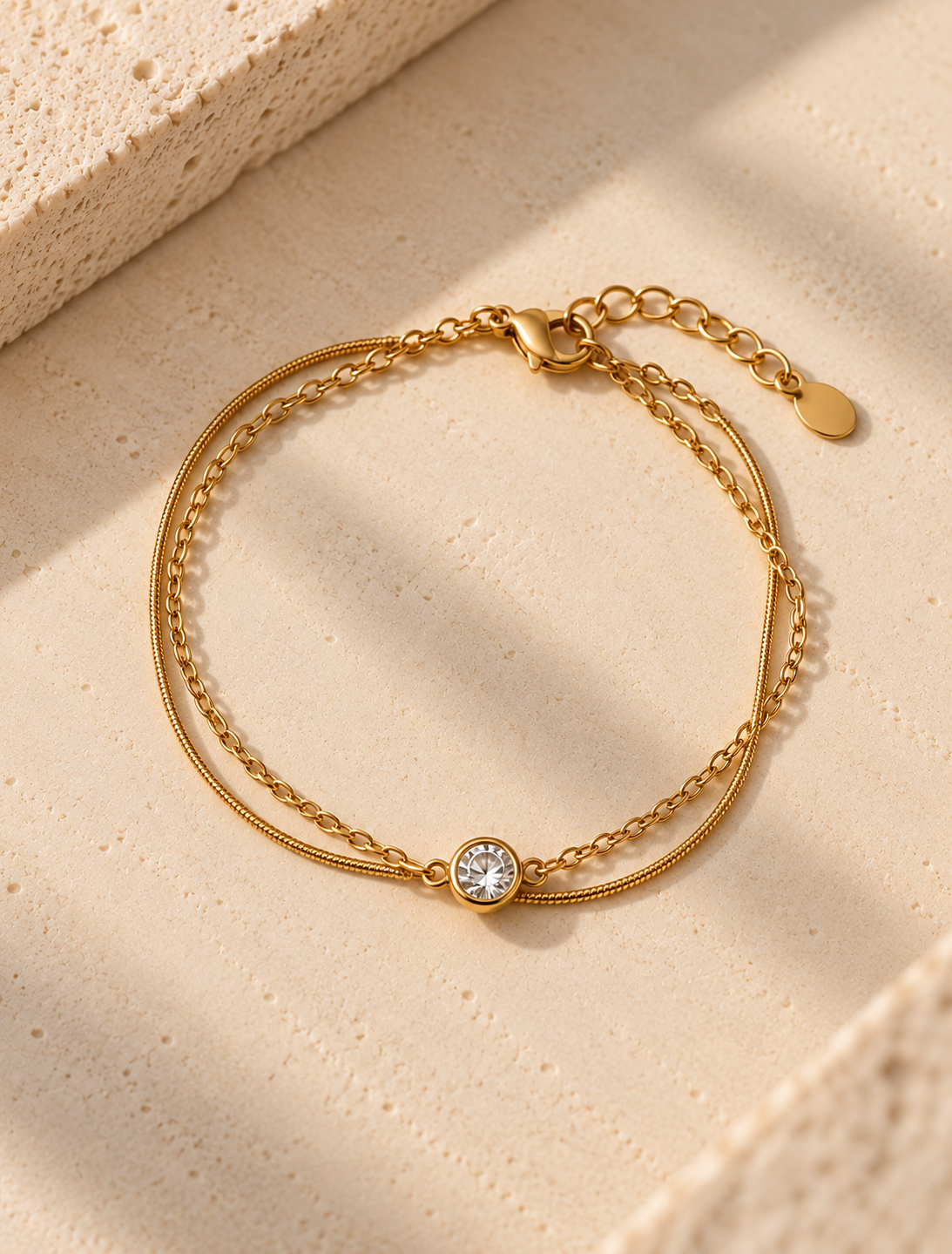 Layered Bezel Solitaire Bracelet