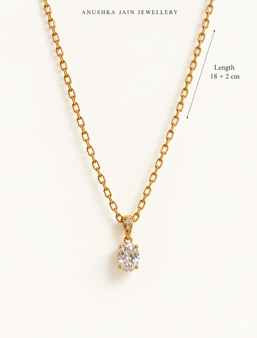 Oval Solitaire Link Necklace
