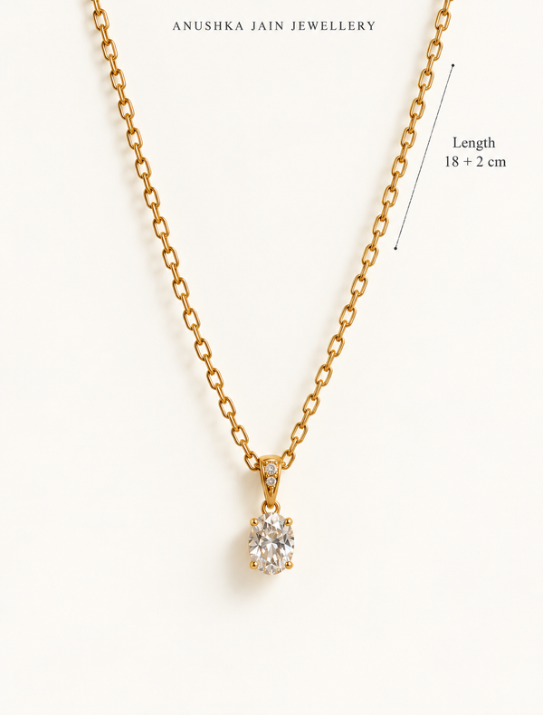 Oval Solitaire Link Necklace