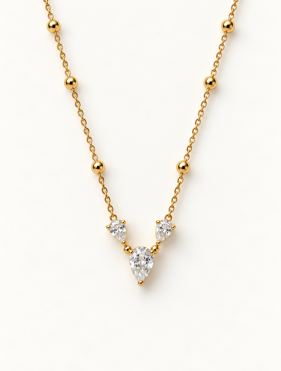 Pear Trio Station Necklace