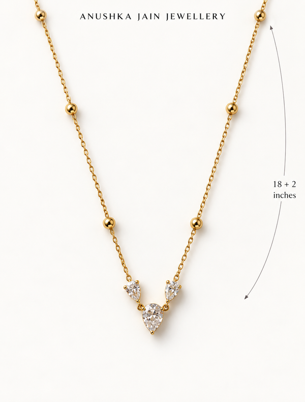 Pear Trio Station Necklace