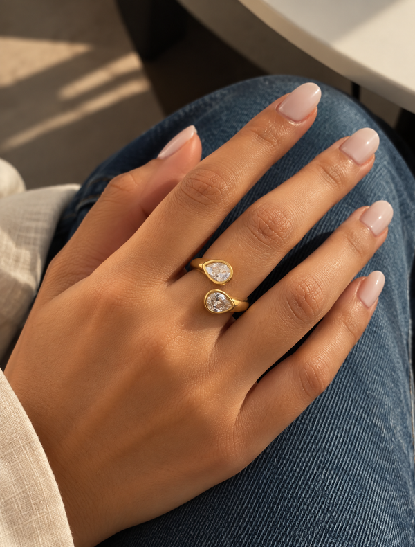 Toi Et Moi Bezel Open Ring
