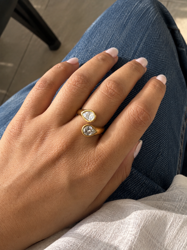 Toi Et Moi Bezel Open Ring
