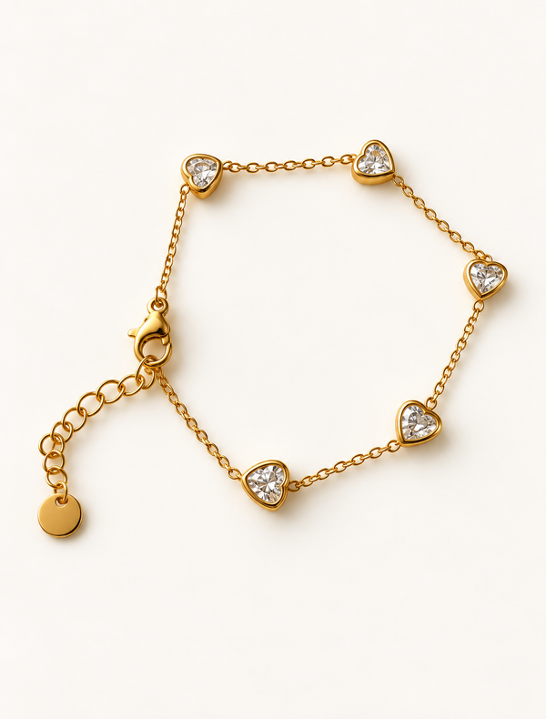 Trio Heart Bezel Bracelet