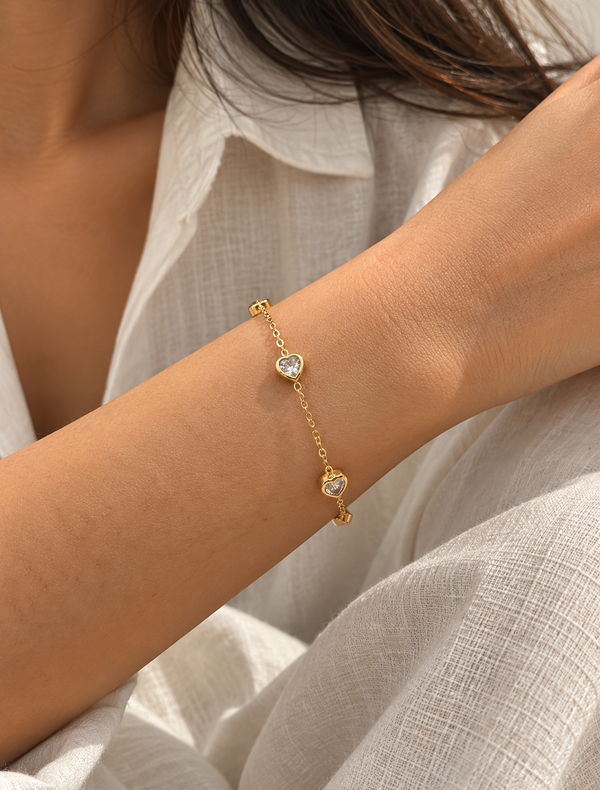 Trio Heart Bezel Bracelet