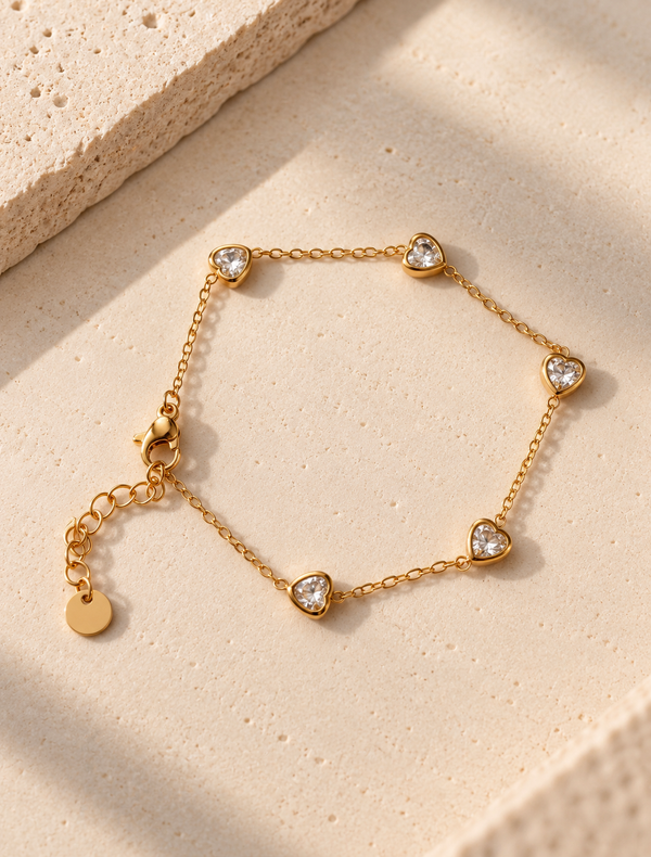 Trio Heart Bezel Bracelet