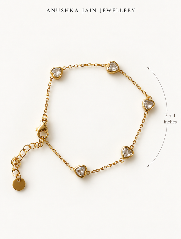 Trio Heart Bezel Bracelet