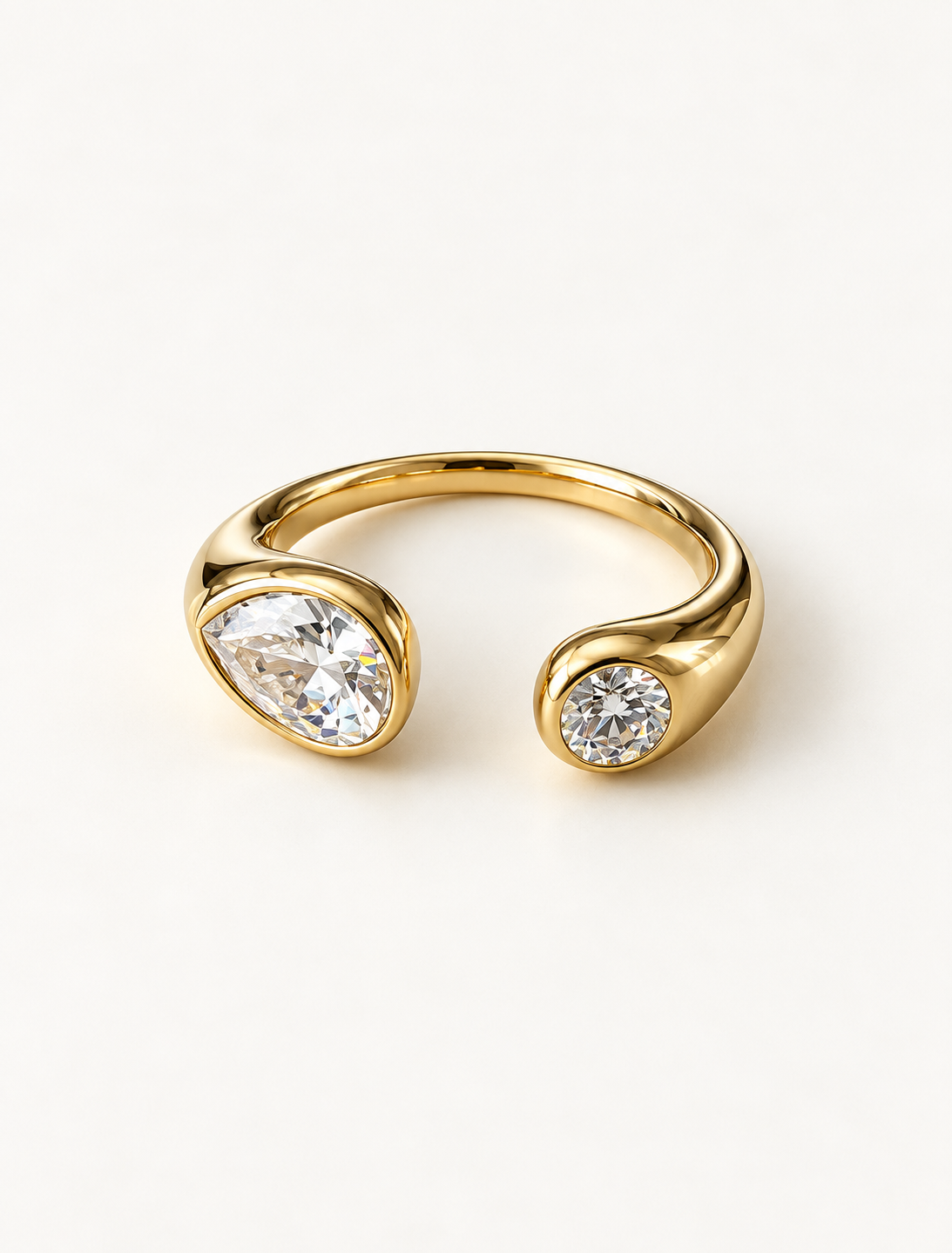 Twin Pear Bezel Open Ring
