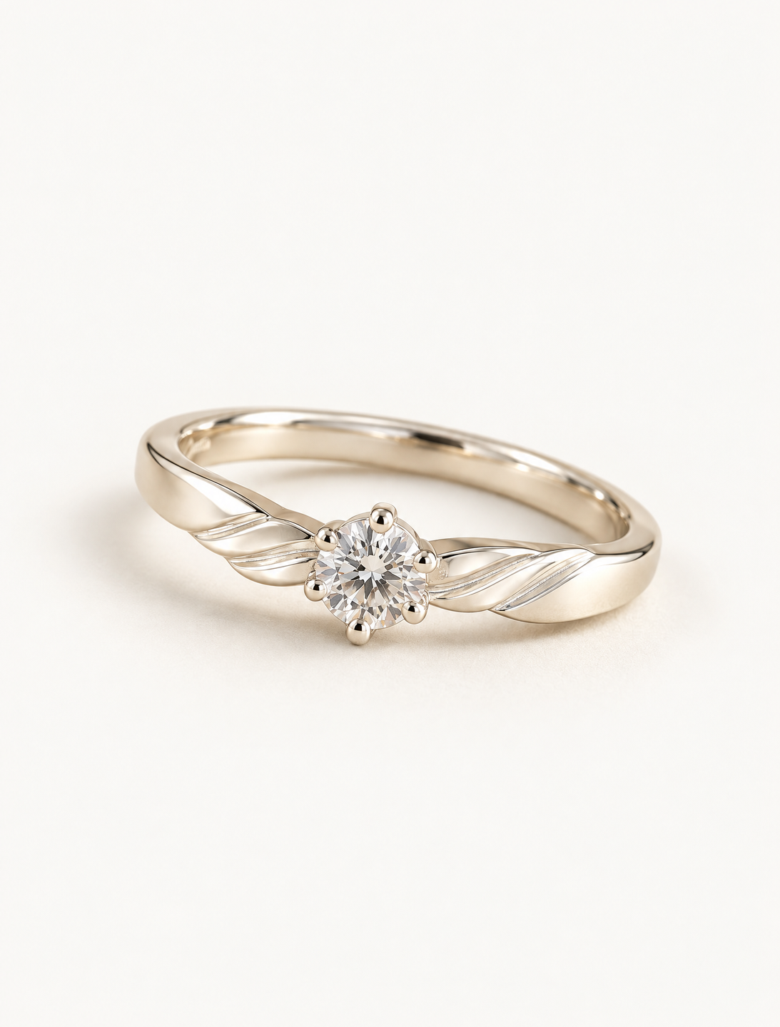 Leaf Twist Solitaire Ring