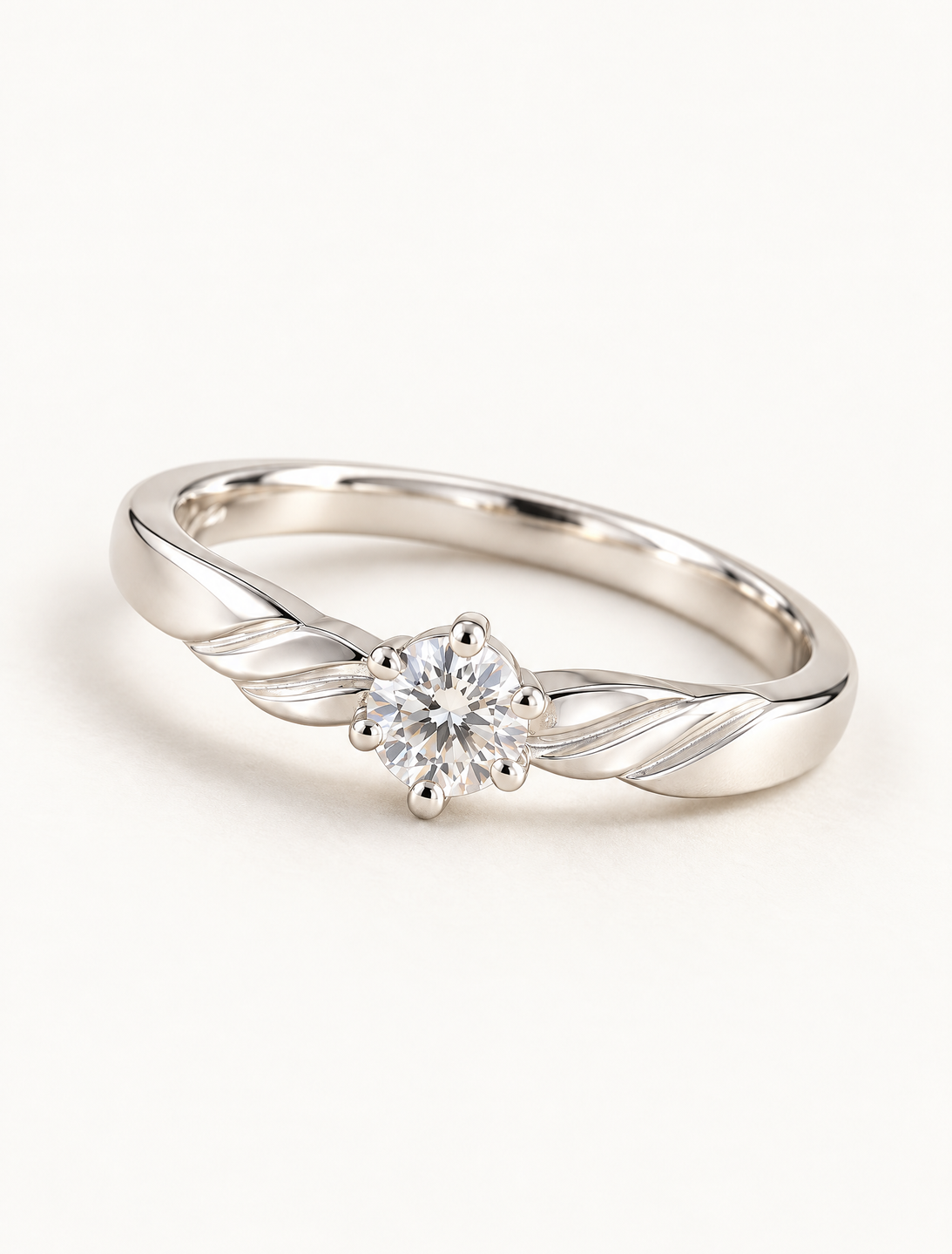 Leaf Twist Solitaire Ring