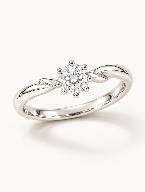 Leaf Whisper Solitaire Ring