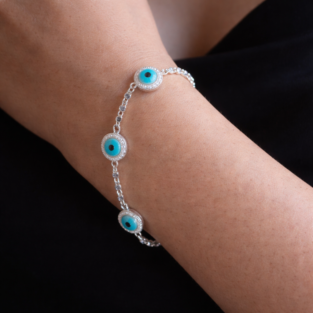 Looped Evil Eye Bracelet-Bracelets-Anushka Jain Jewellery