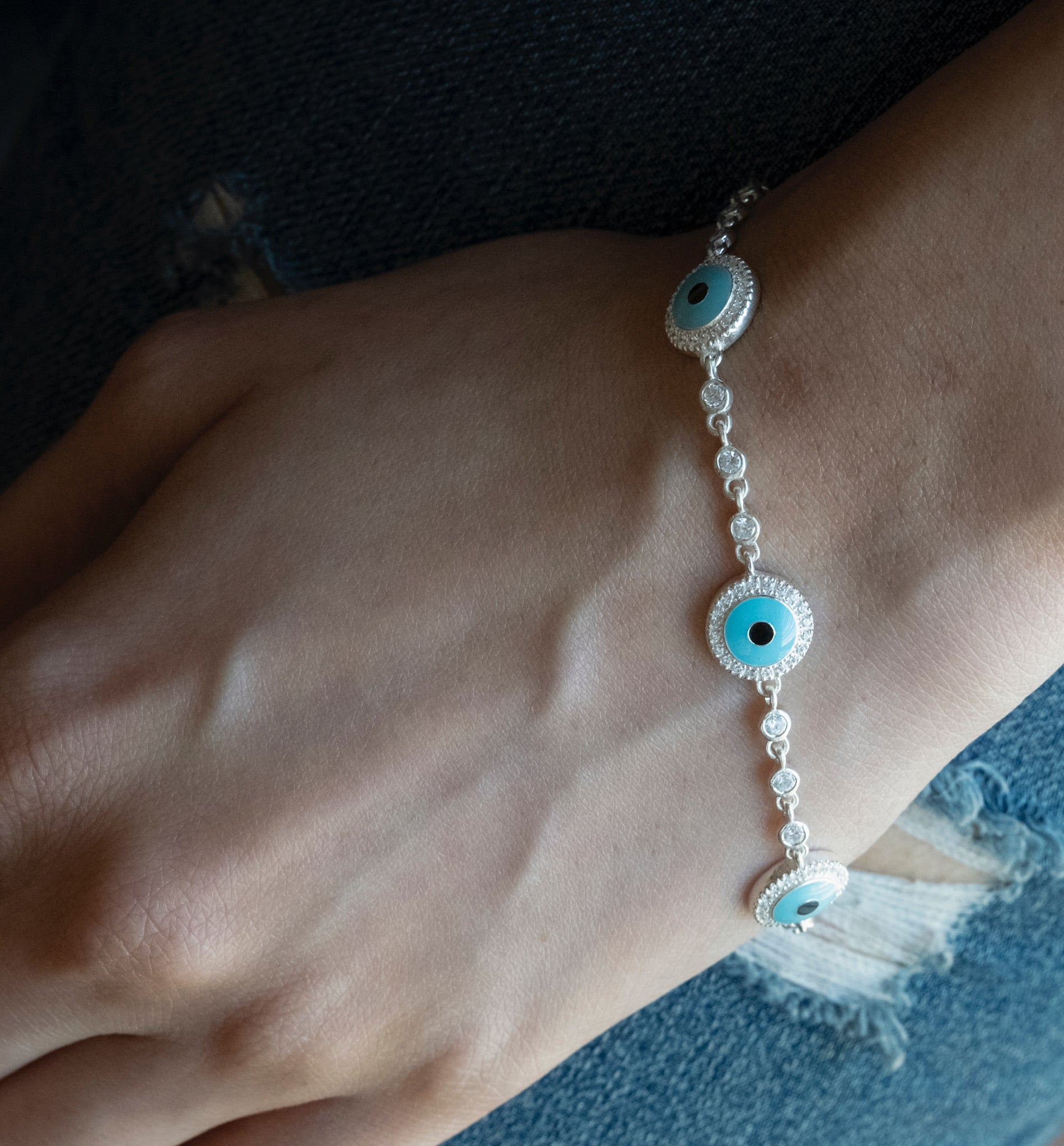 Looped Evil Eye Bracelet-Bracelets-Anushka Jain Jewellery