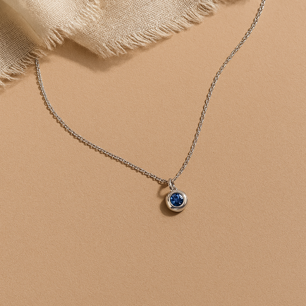 March Birthstone Necklace-Necklaces-Silver-Anushka Jain Jewellery