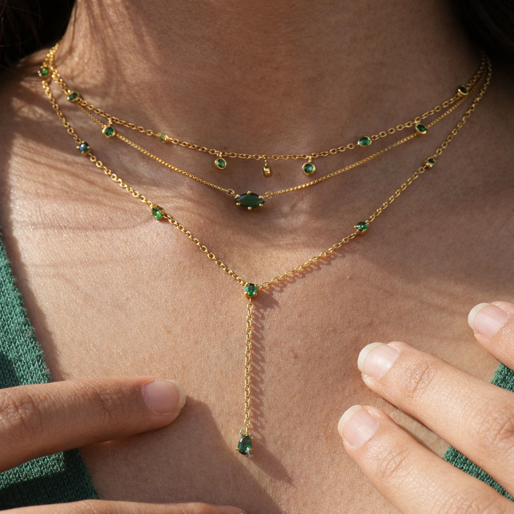 Marquise Emerald Necklace-Pendants-Anushka Jain Jewellery