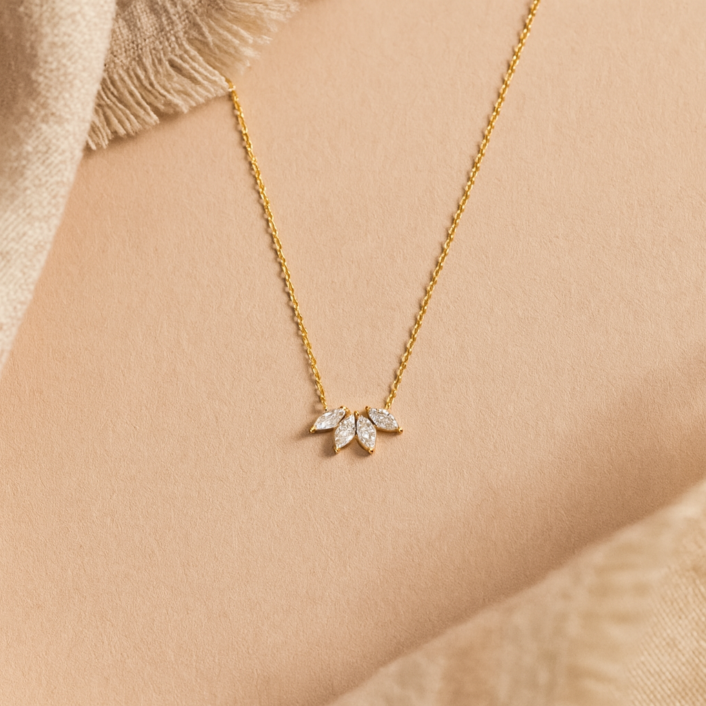 Marquise Quad Diamond Necklace-Anushka Jain Jewellery