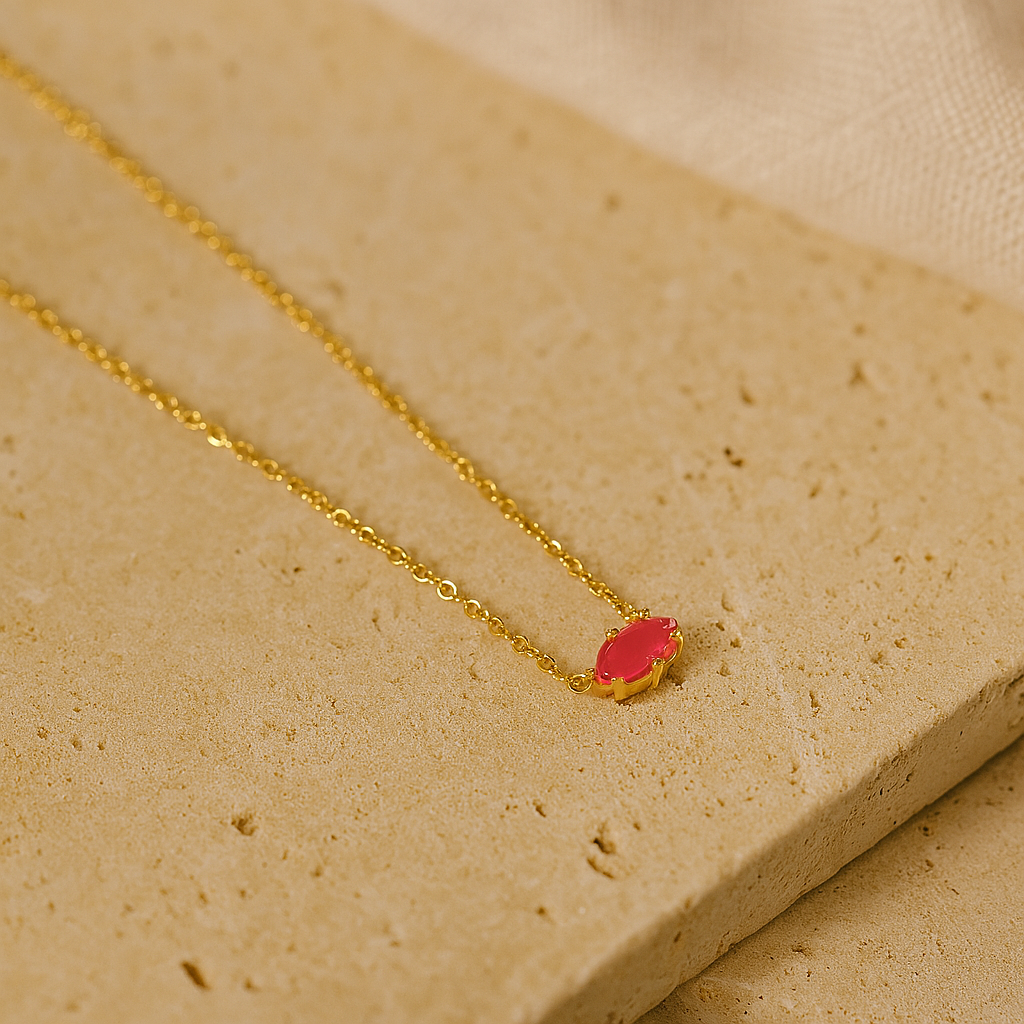 Marquise Ruby Necklace-Necklaces-Gold Vermeil-Anushka Jain Jewellery