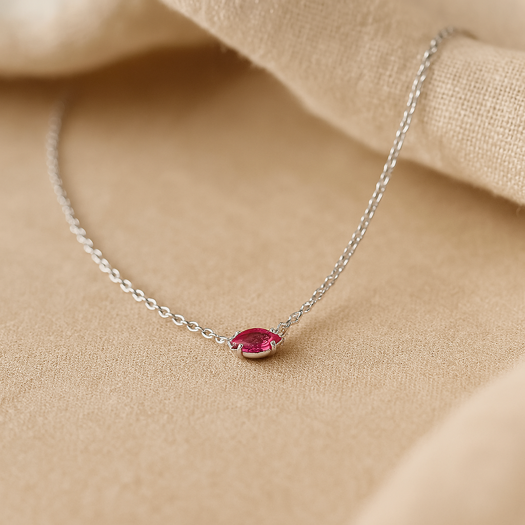 Marquise Ruby Necklace-Necklaces-Silver-Anushka Jain Jewellery