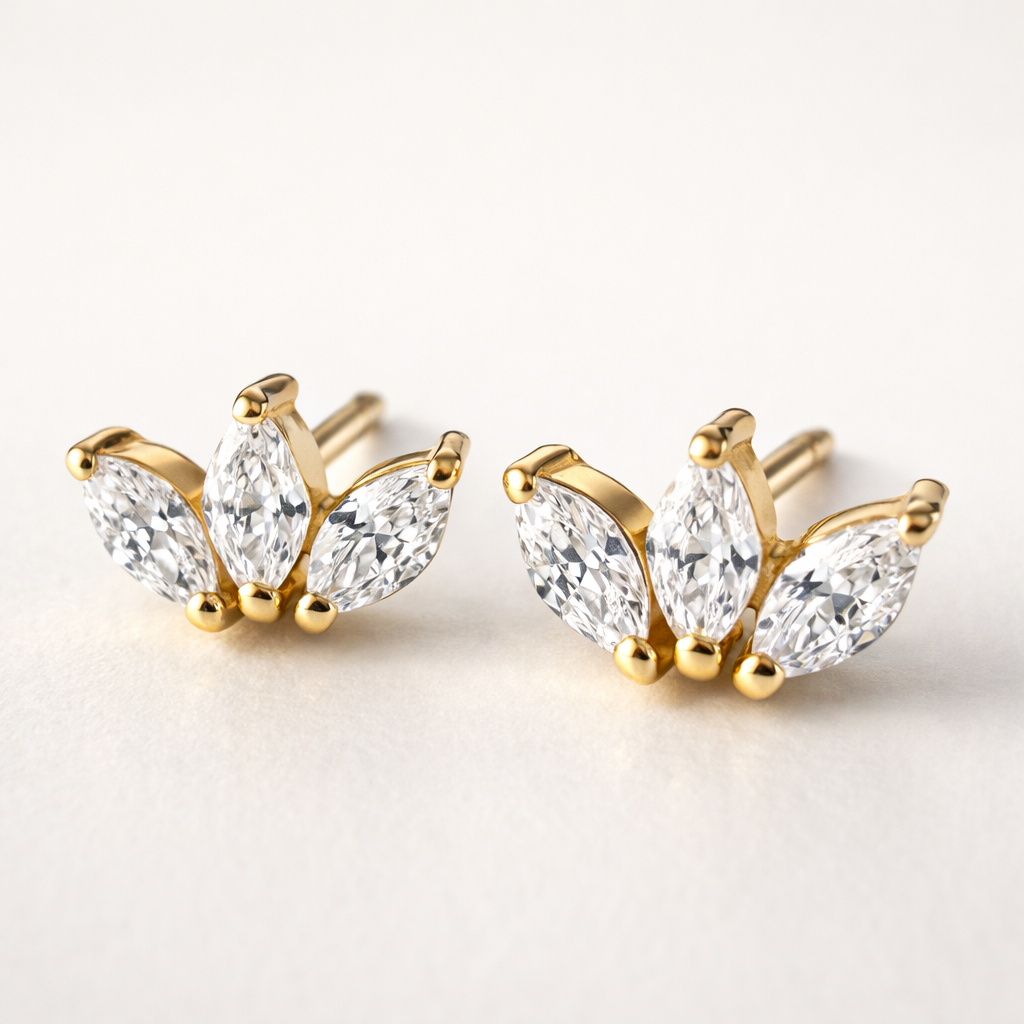 Marquise Triple Studs-Anushka Jain Jewellery