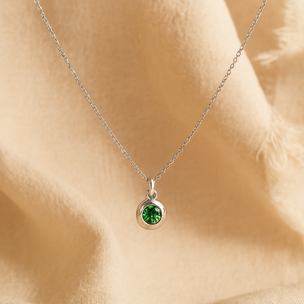 May Birthstone Necklace-Necklaces-Silver-Anushka Jain Jewellery