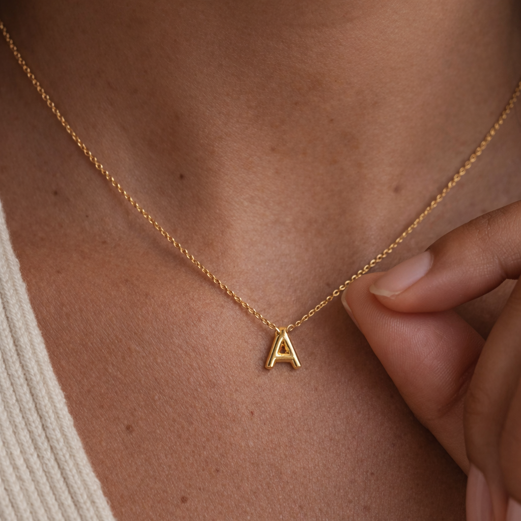 Mini Bubble Initial Necklace-Anushka Jain Jewellery