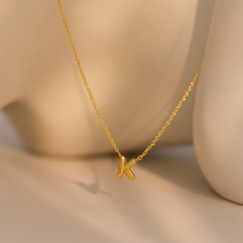 Mini Bubble Initial Necklace-Anushka Jain Jewellery