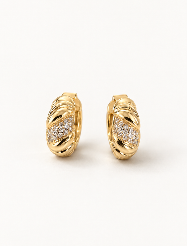 Mini CZ Braided Hoop Earring