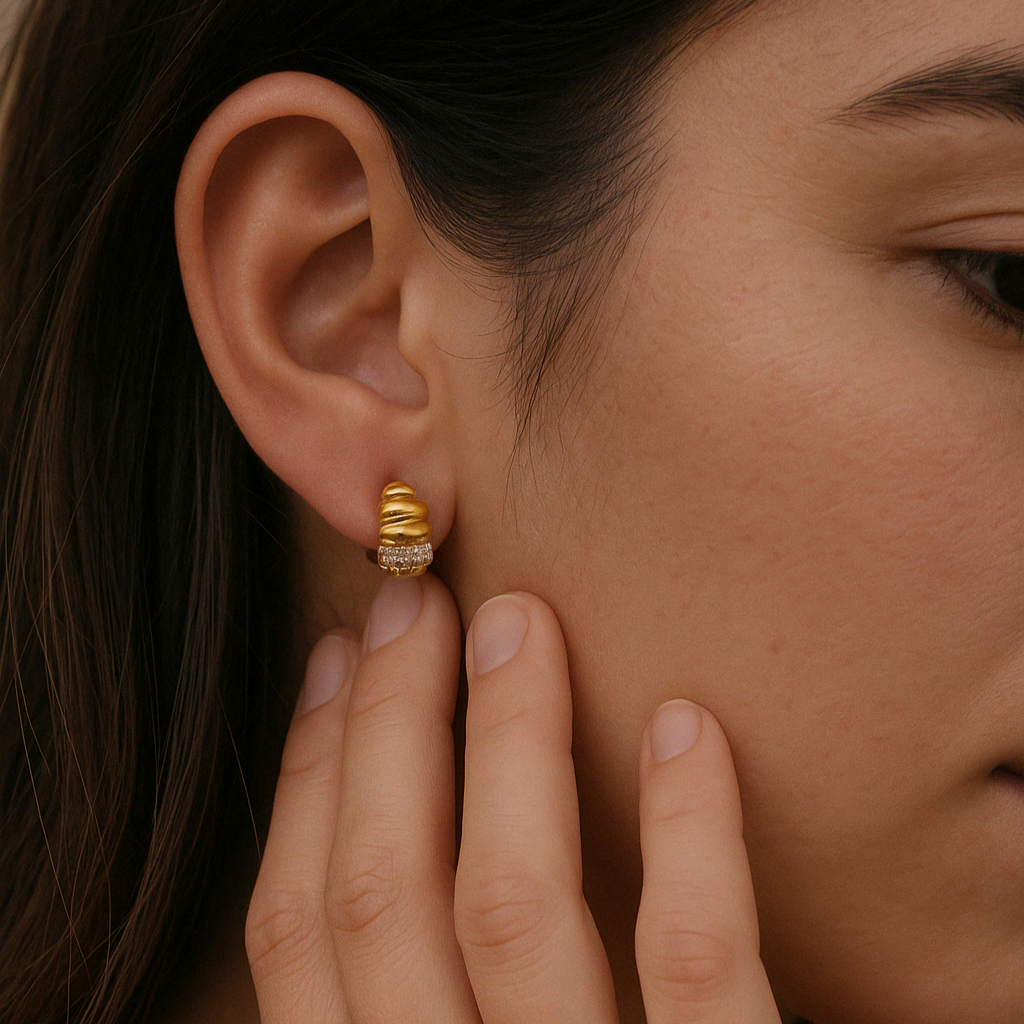 Mini CZ Braided Hoops Earring-Hoops-Anushka Jain Jewellery