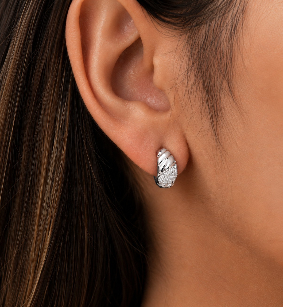 Mini CZ Braided Hoops Earring-Hoops-Anushka Jain Jewellery