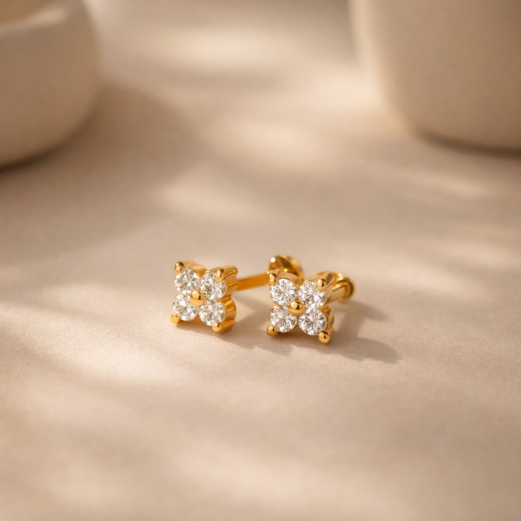 Mini Quad Diamond Studs-Anushka Jain Jewellery