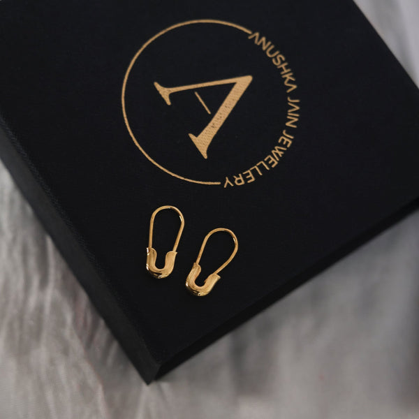 Mini Safety Pin Earrings-Earrings-Anushka Jain Jewellery