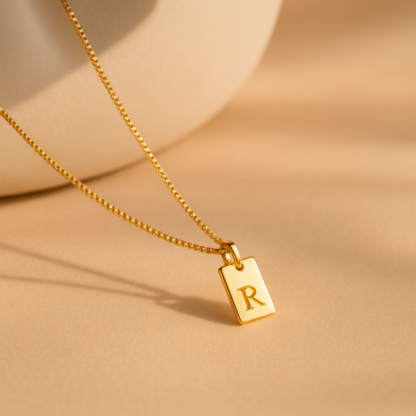 Mini Tag Initial Necklace-Anushka Jain Jewellery