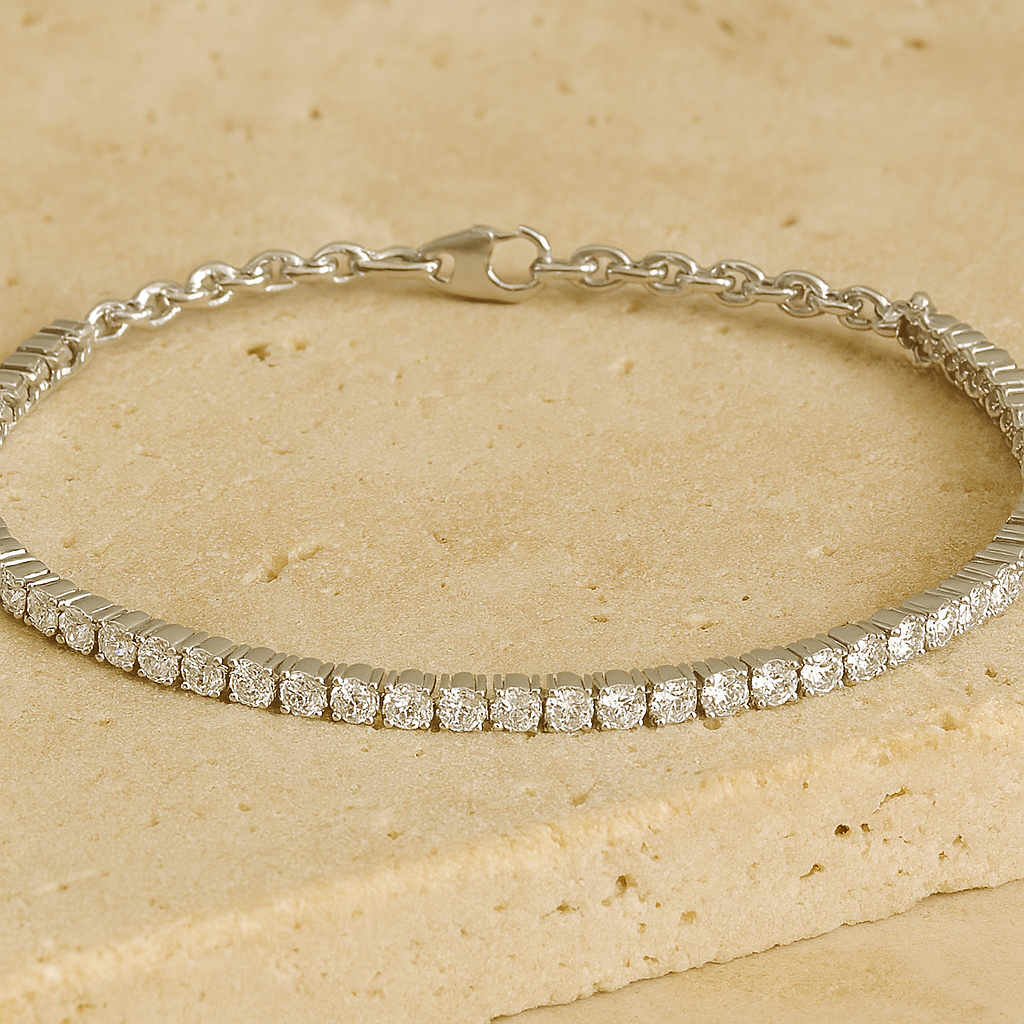 Mini Tennis Bracelet-Bracelets-Silver-5+1-Anushka Jain Jewellery