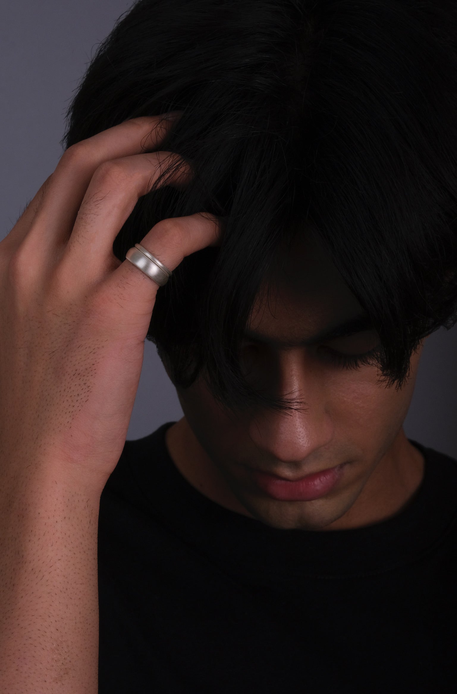 Modern wide 6mm matte ring in sterling silver for bold look