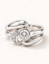 Modern Swirl CZ Ring