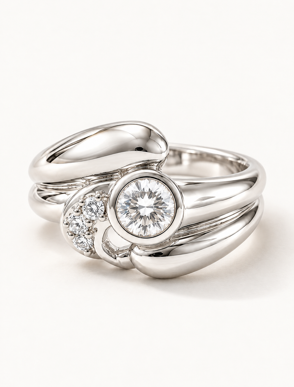 Modern Swirl CZ Ring
