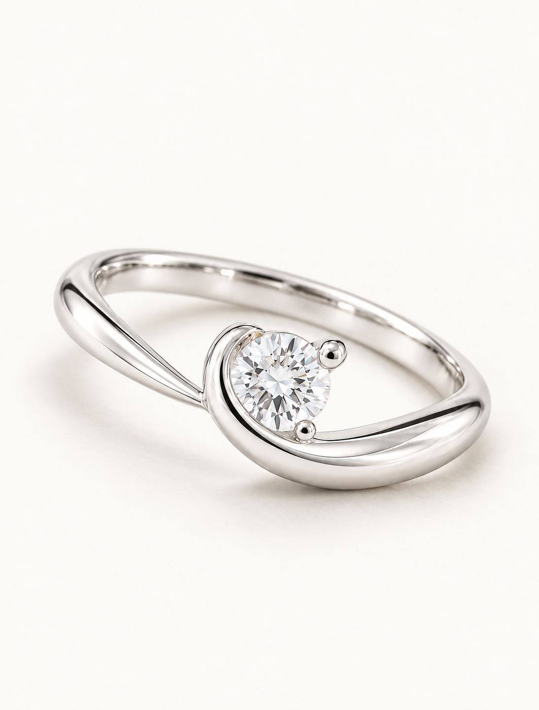Modern Twist Solitaire CZ Ring