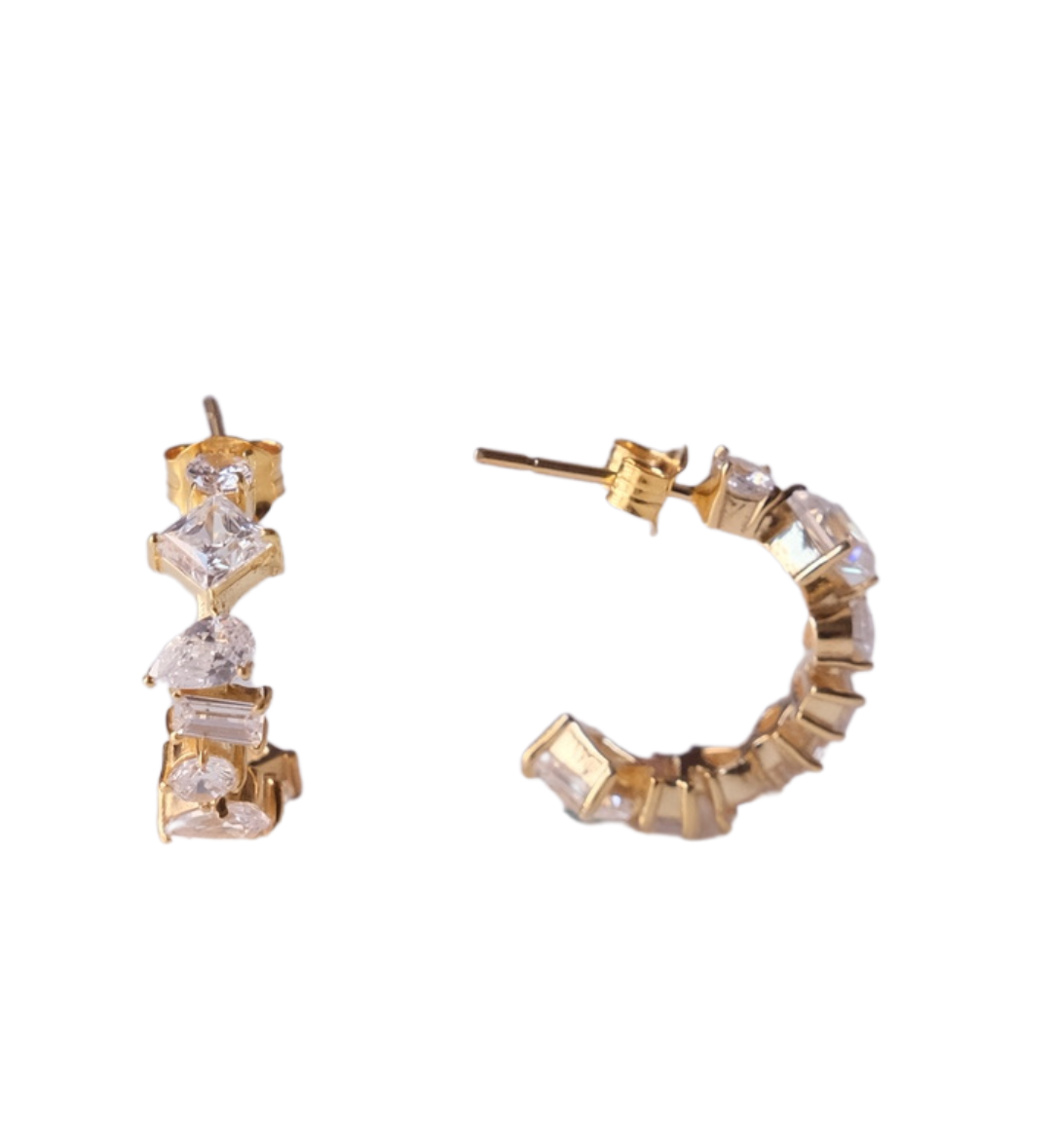 Multi Shape CZ Hoops Earring-Huggie-Anushka Jain Jewellery