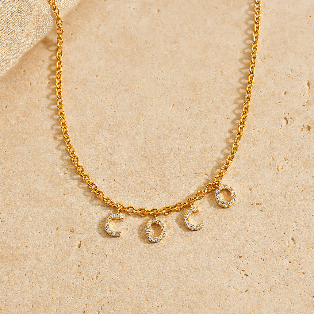 Name Diamond Necklace-Pendants-Anushka Jain Jewellery