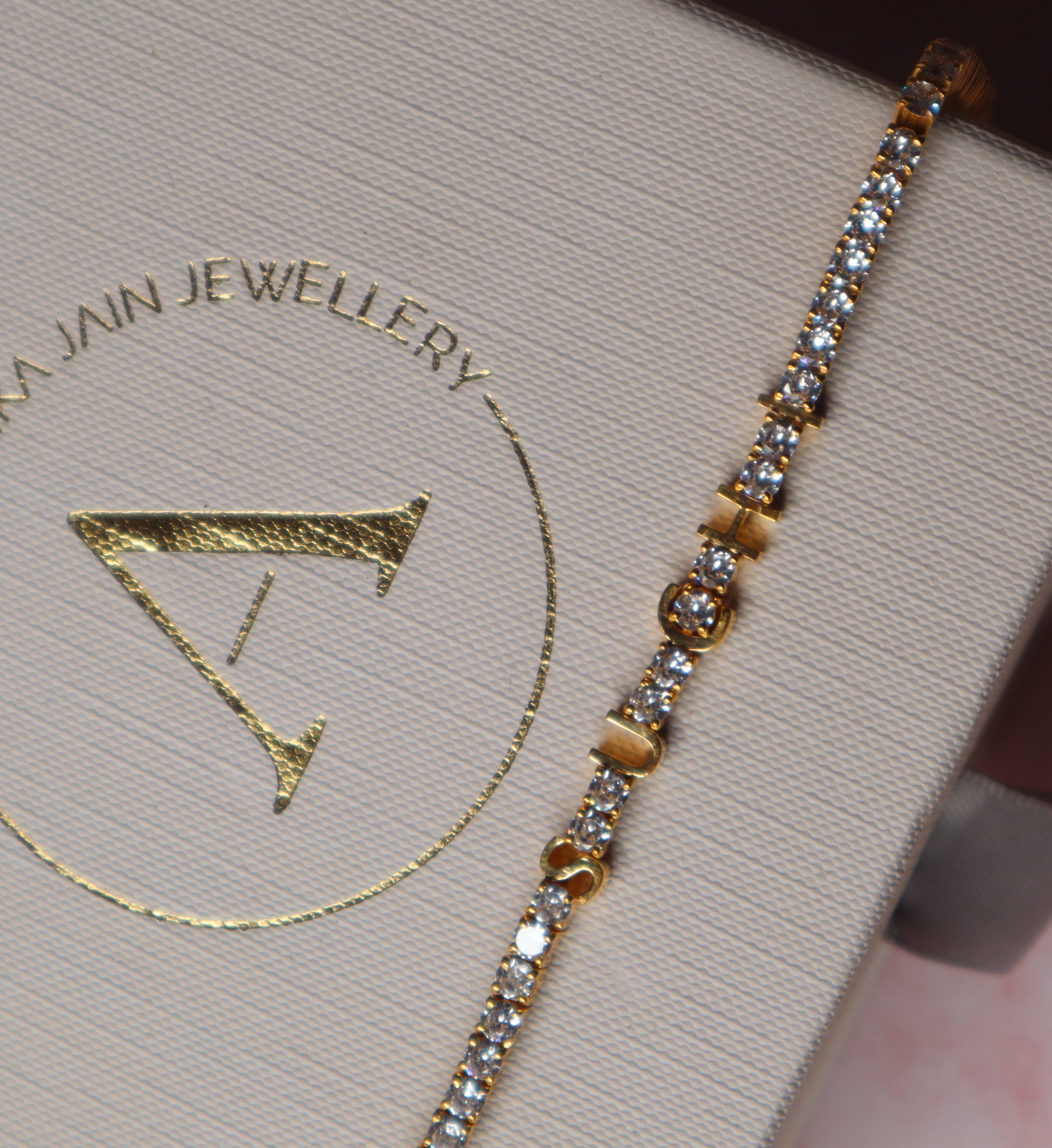 Name Diamond Tennis Bracelet-Bracelets-Anushka Jain Jewellery