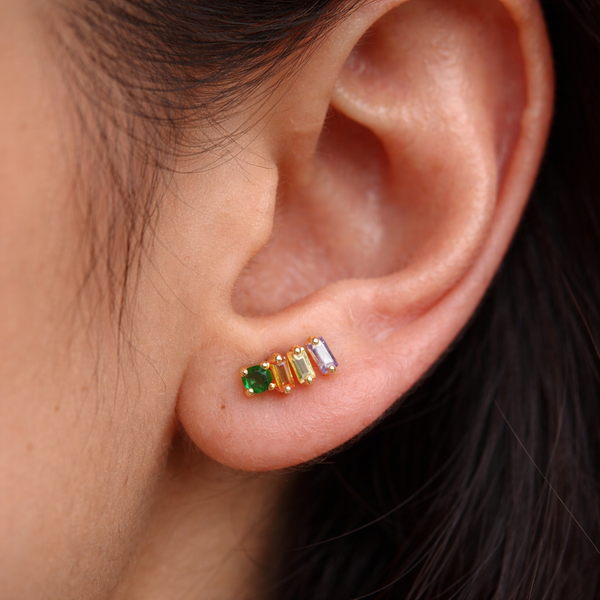 Navratan Line Studs-Studs-Anushka Jain Jewellery