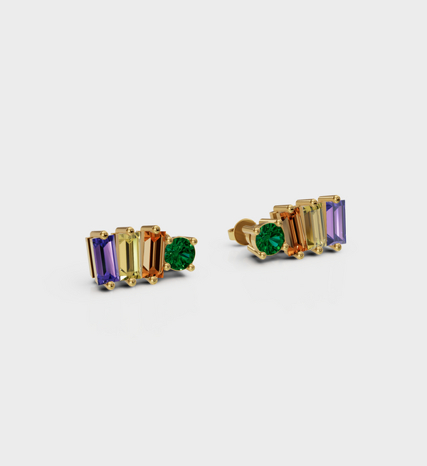 Navratan Line Studs-Studs-Anushka Jain Jewellery