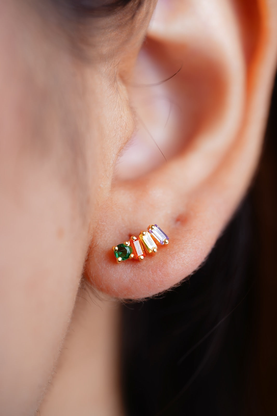 Navratan Line Studs-Studs-Anushka Jain Jewellery