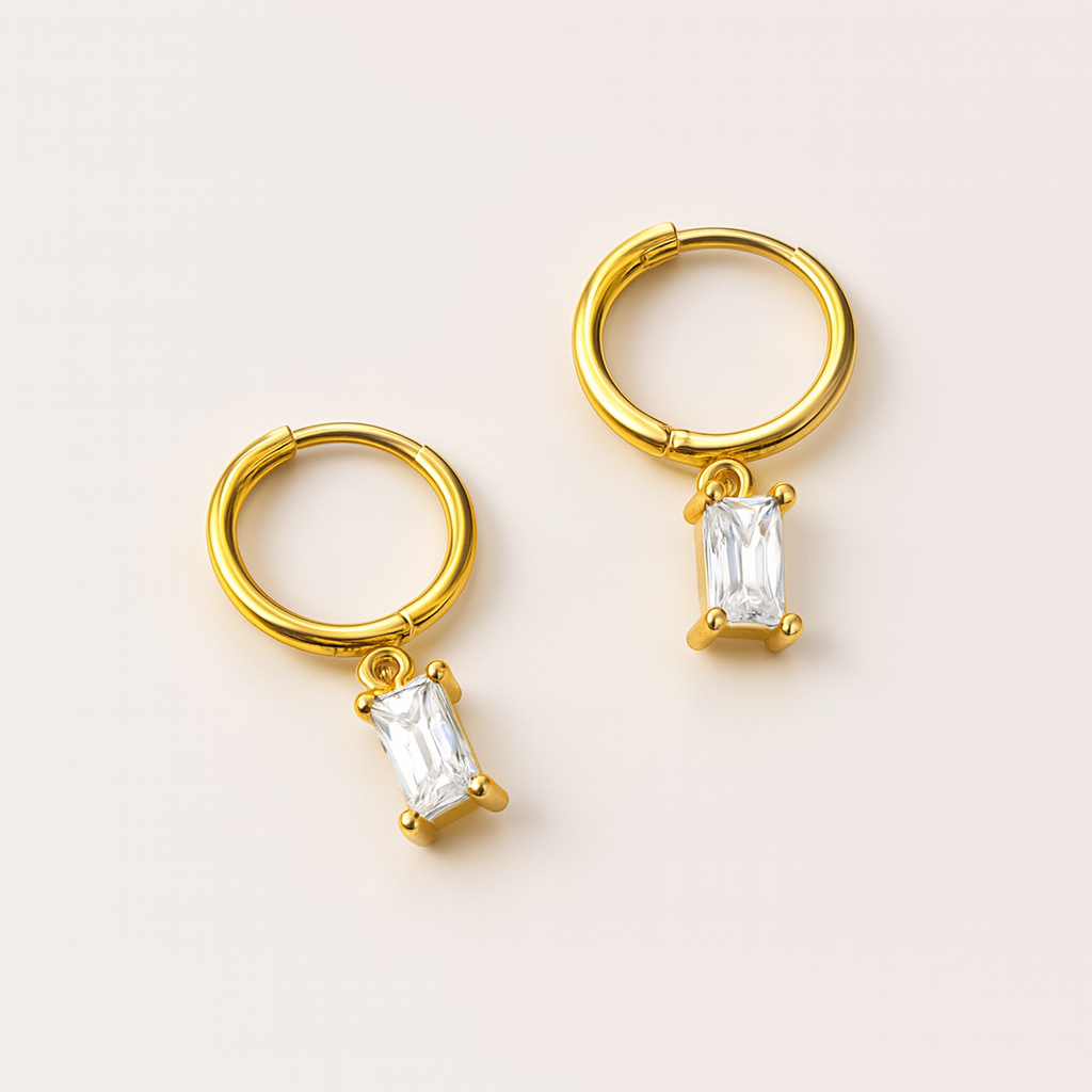 Oblong Diamond Drop Huggie-Anushka Jain Jewellery