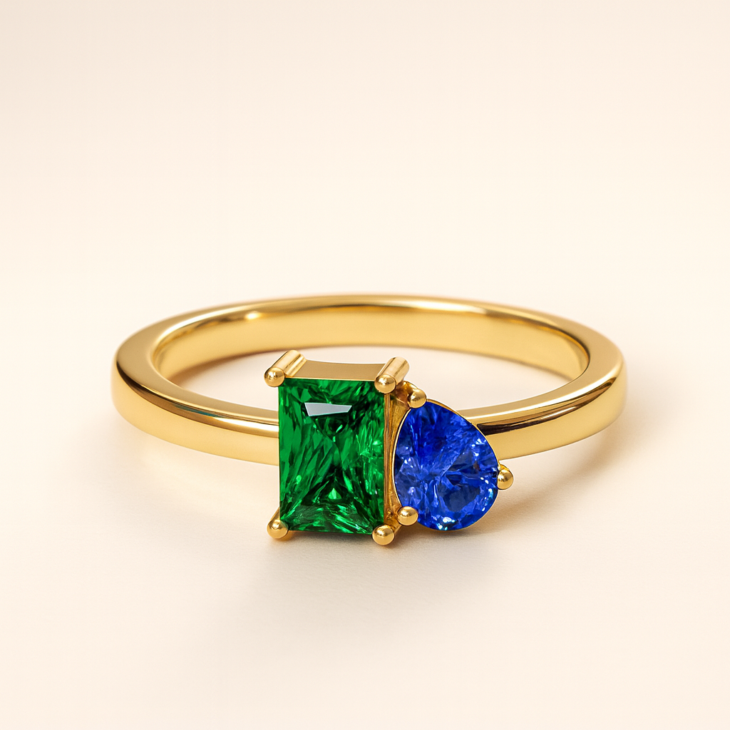 Ocean Emerald Ring-Rings-Anushka Jain Jewellery