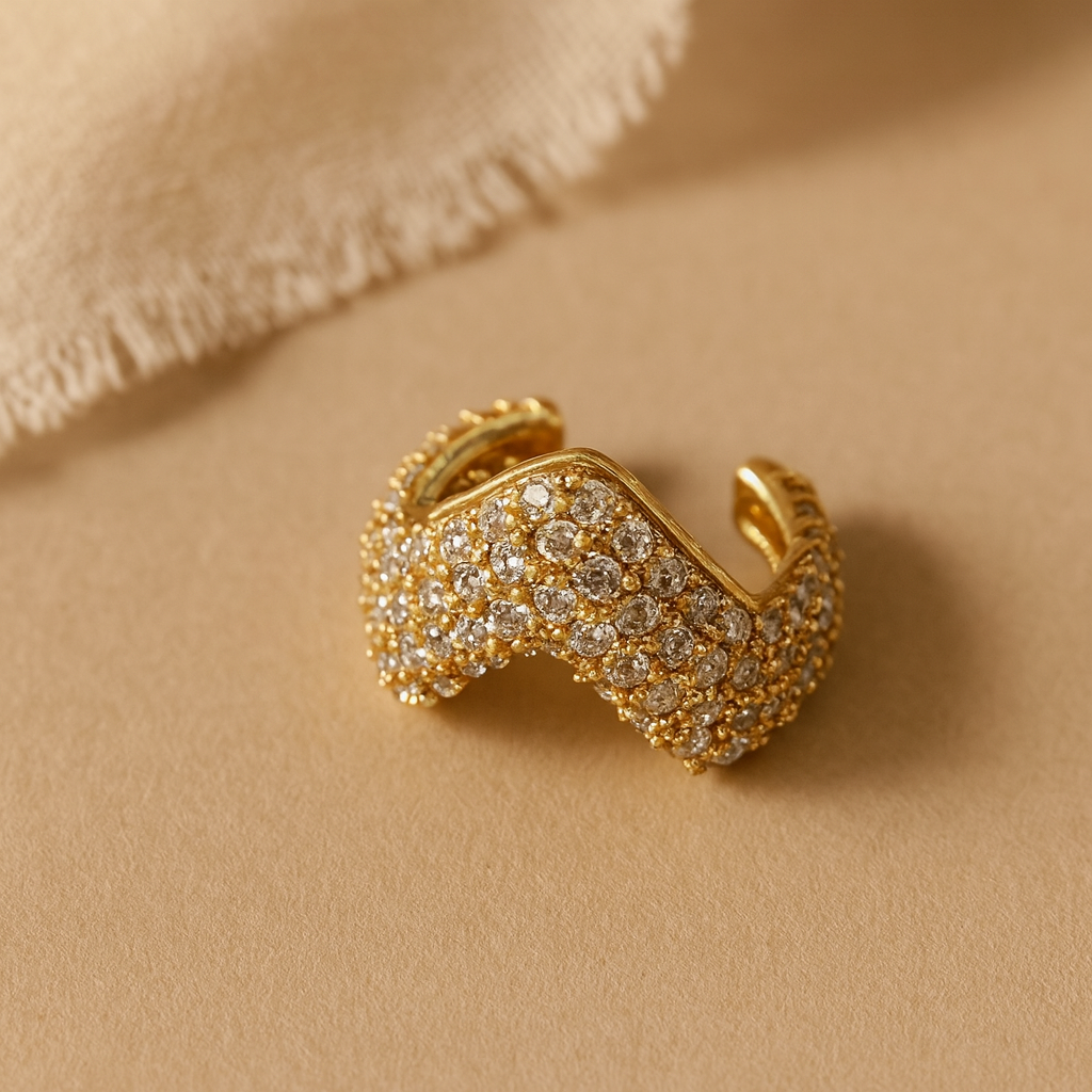 Pave Curved Ear Cuff-Ear Cuffs-Anushka Jain Jewellery