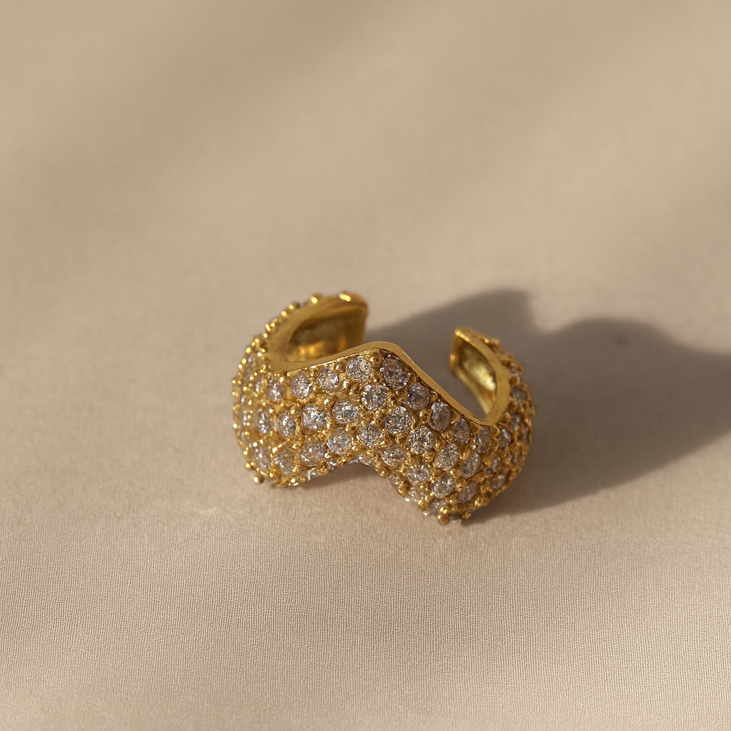 Pave Curved Ear Cuff-Ear Cuffs-Anushka Jain Jewellery